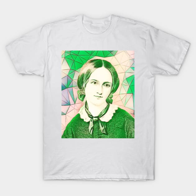 Emily Bronte Green Portrait | Emily Bronte Artwork 8 T-Shirt by JustLit